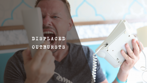 Man experiencing intense distress and shouting due to overwhelming external pressures.